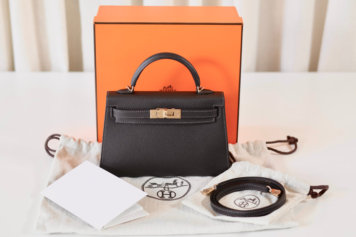 Hermes mini Kelly Bai Brun
