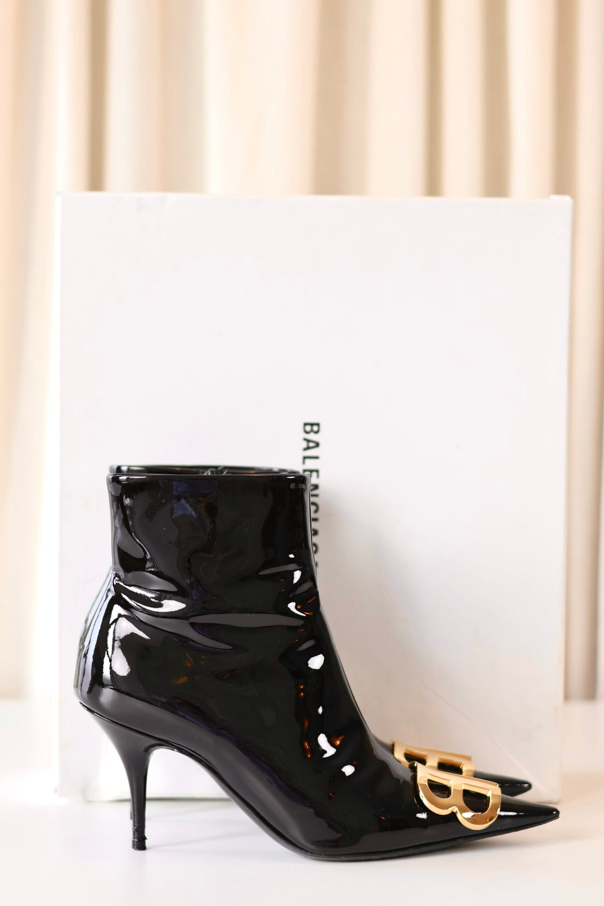 Balenciaga black patent heels