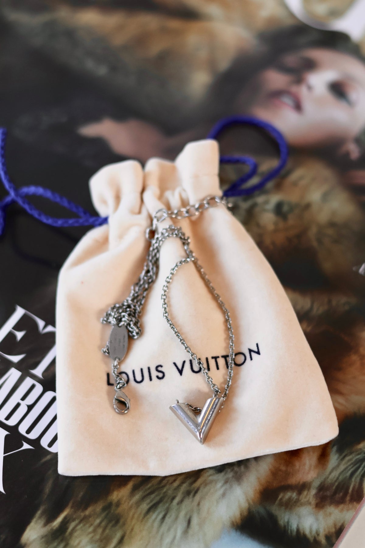 Louis Vuitton V Silver Necklace