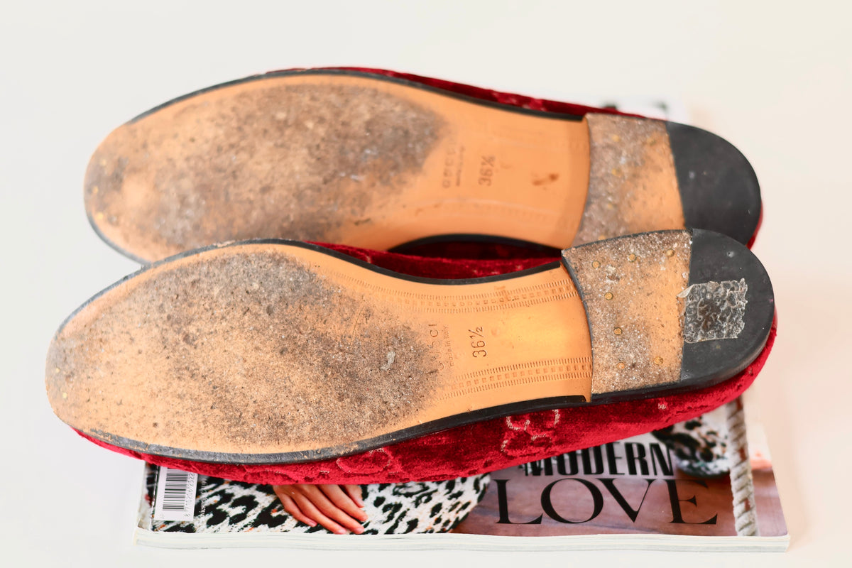 Gucci GG Horsebit Loafers Velvet Red