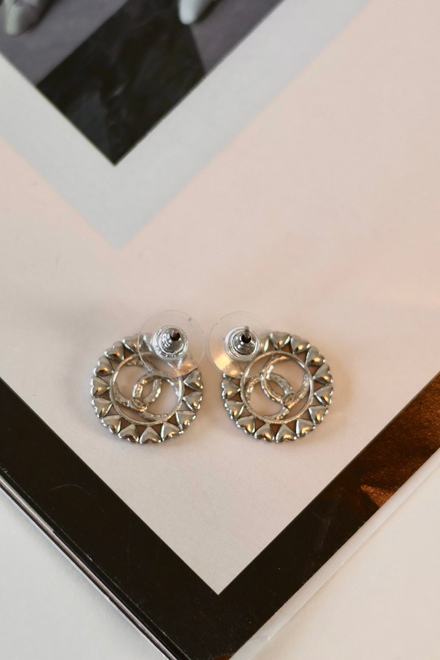 Chanel round heart earrings
