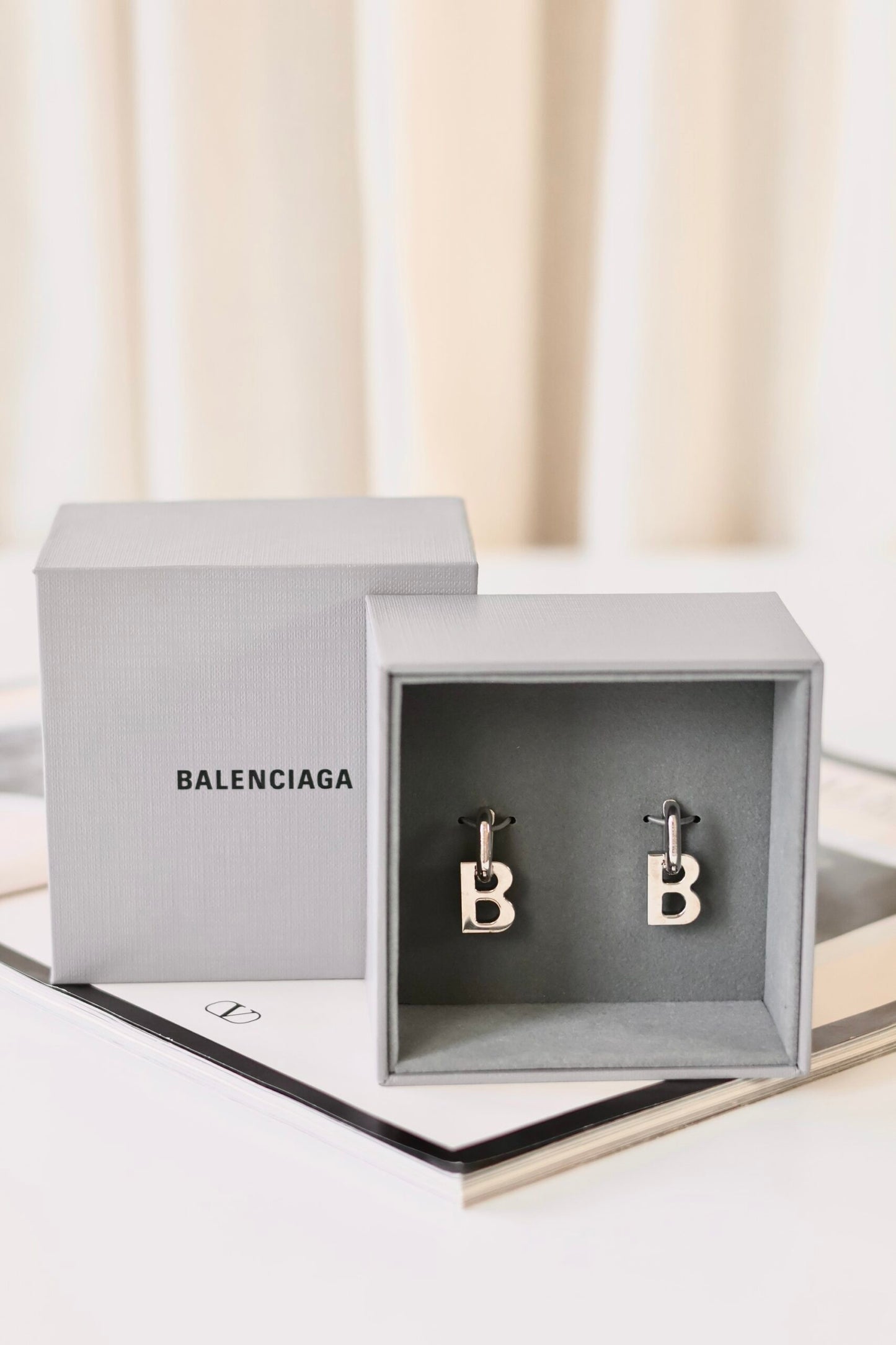 Balenciaga silver B earrings