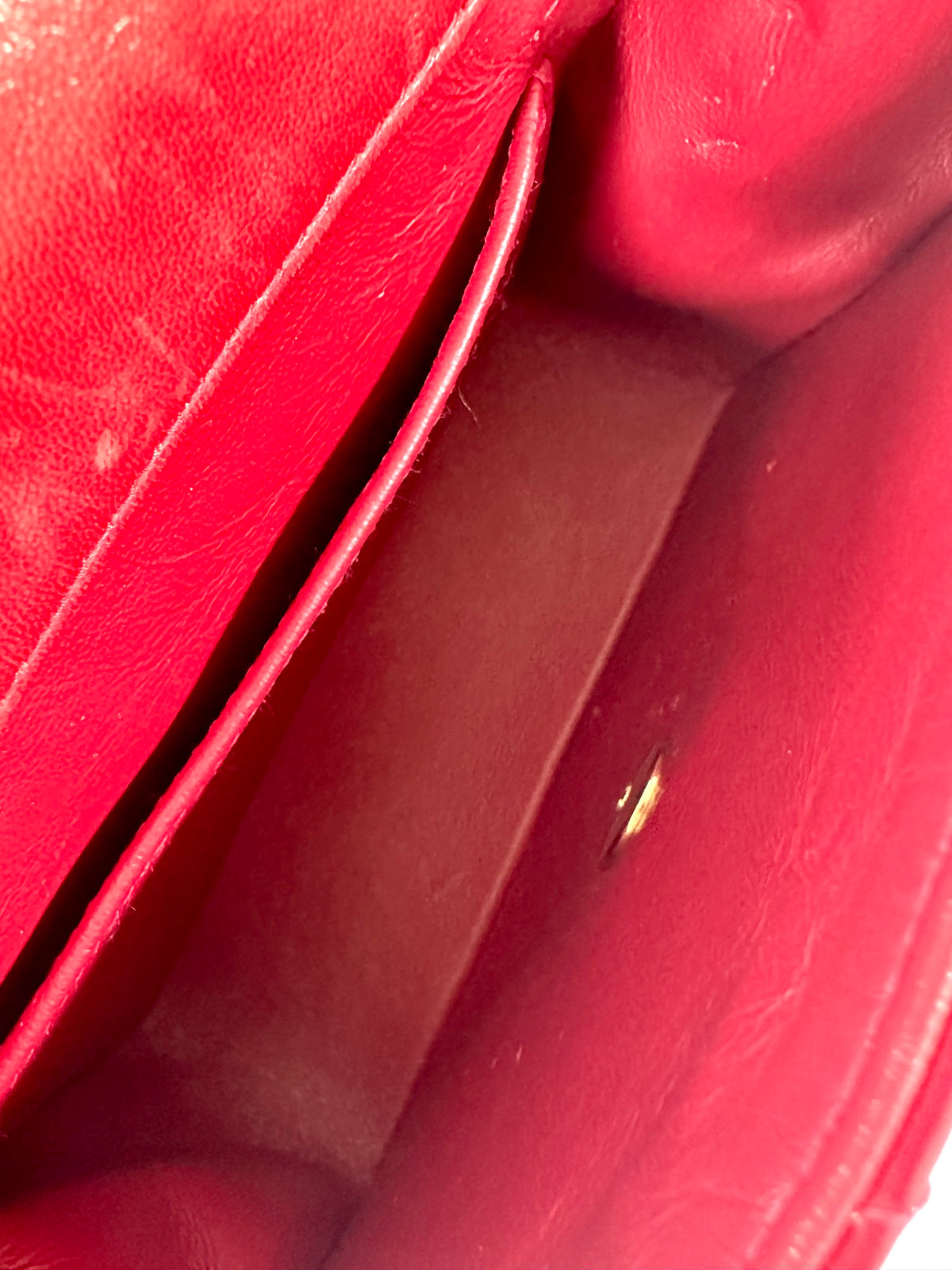 Chanel red patent mini square