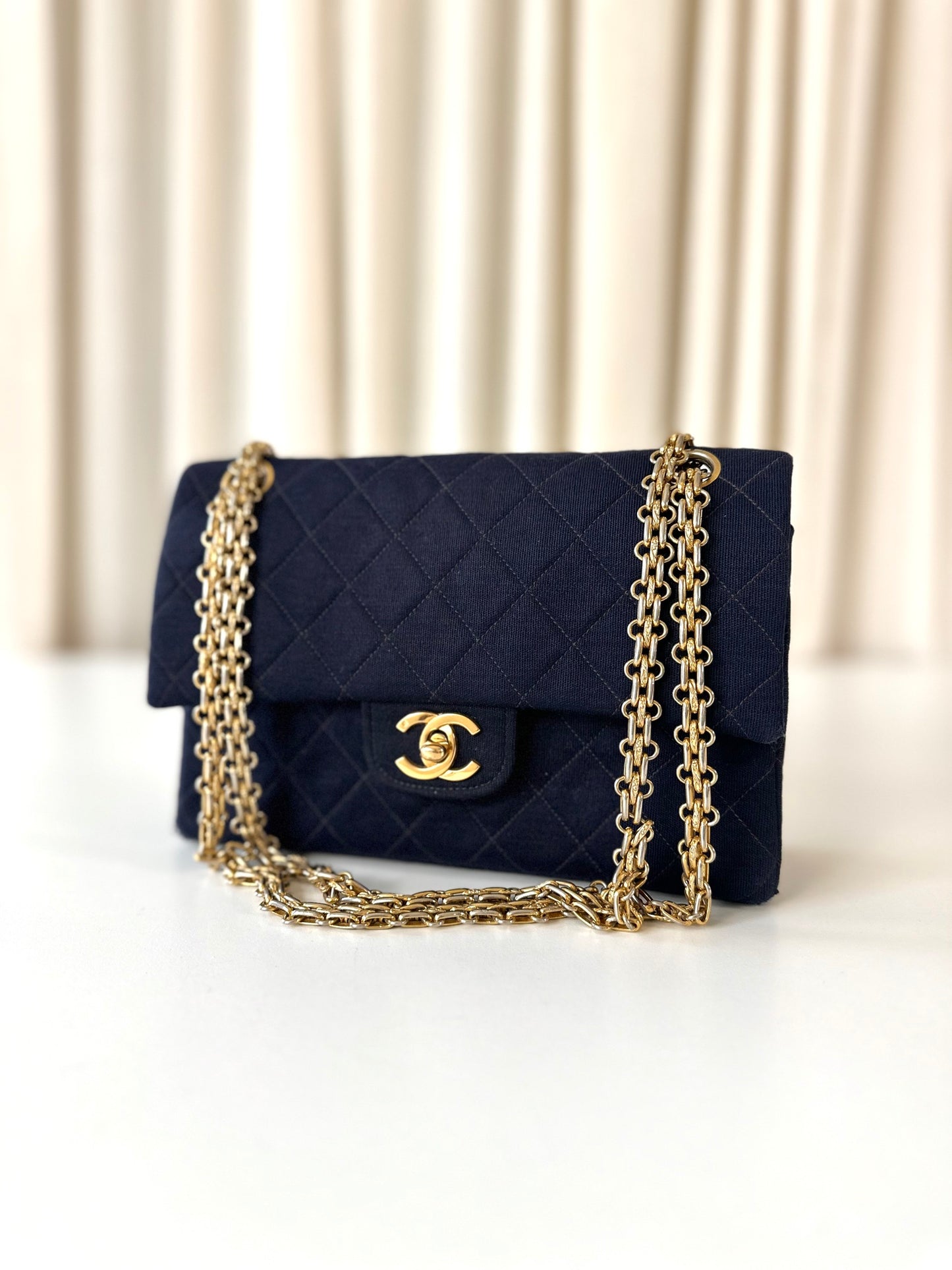 Chanel fabric classic double flap bag small