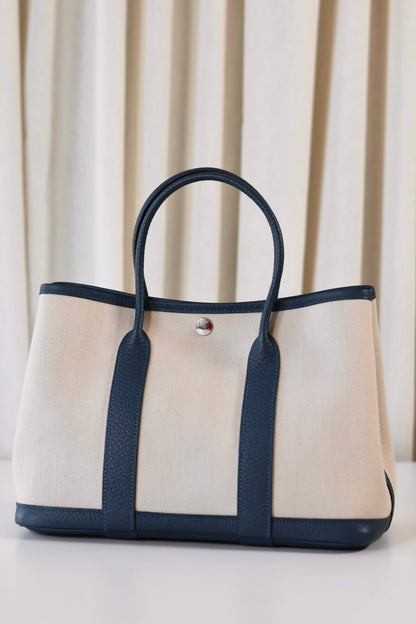 Hermes Garden Party 30 Toile creme / cuir veau