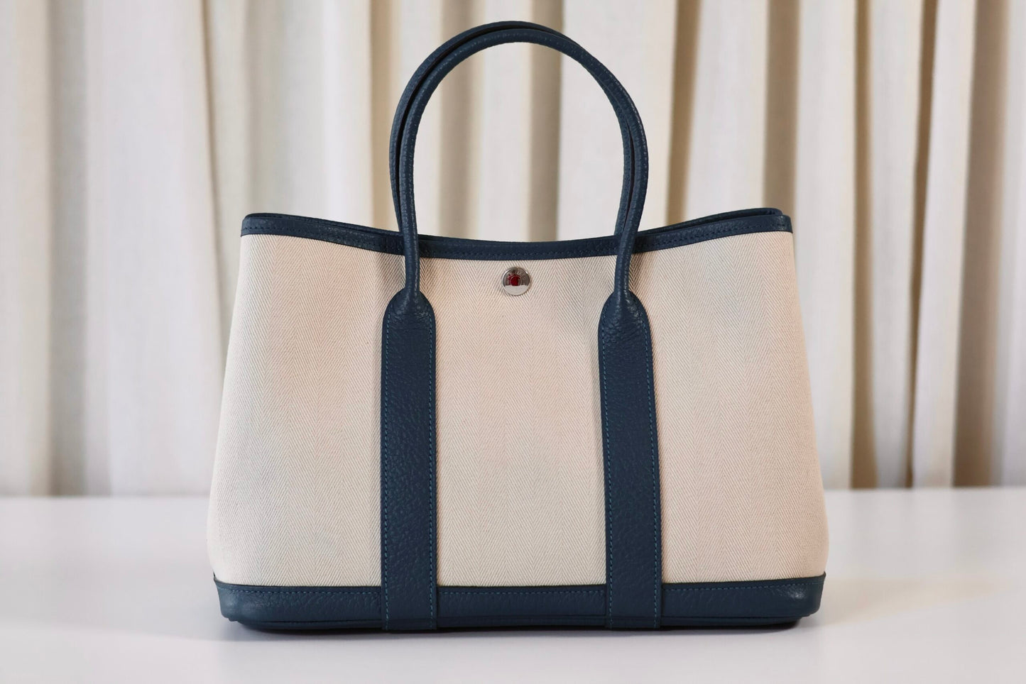Hermes Garden Party 30 Toile creme / cuir veau