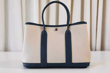 Hermes Garden Party 30 Toile creme / cuir veau