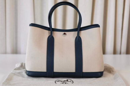Hermes Garden Party 30 Toile creme / cuir veau