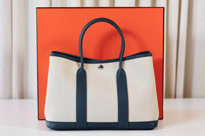Hermes Garden Party 30 Toile creme / cuir veau