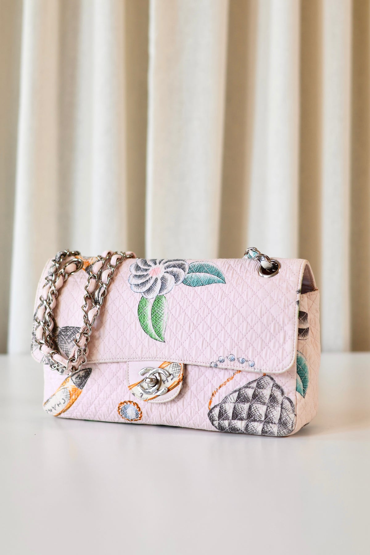 Chanel fabric single flap bag