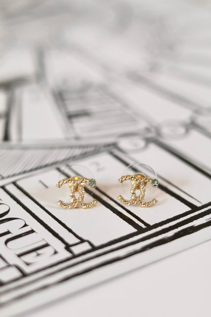 Chanel CC Stud Diamond Earrings