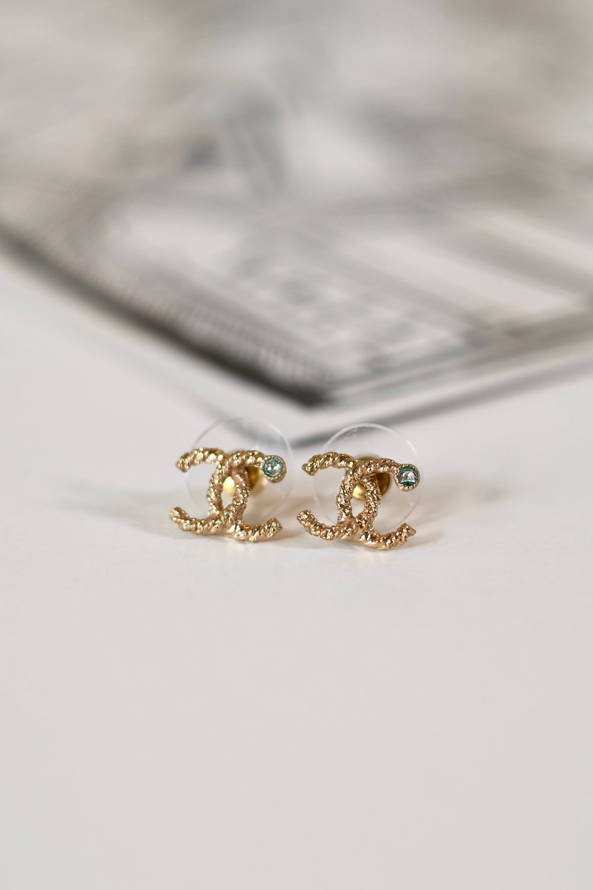 Chanel CC Stud Diamond Earrings