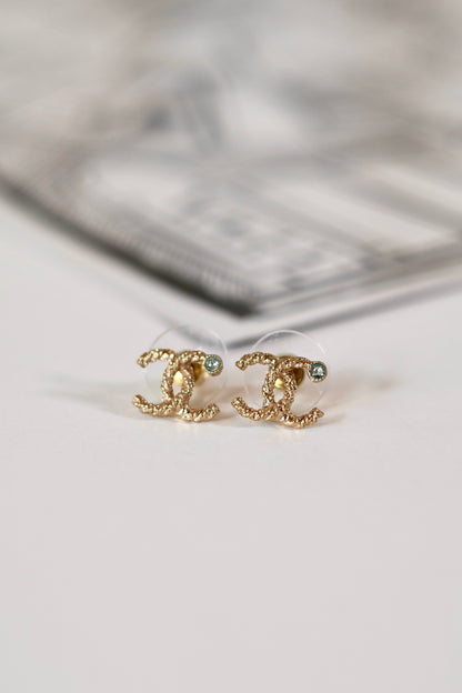 Chanel CC Stud Diamond Earrings
