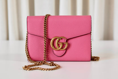 Gucci Marmont Wallet On Chain Pink
