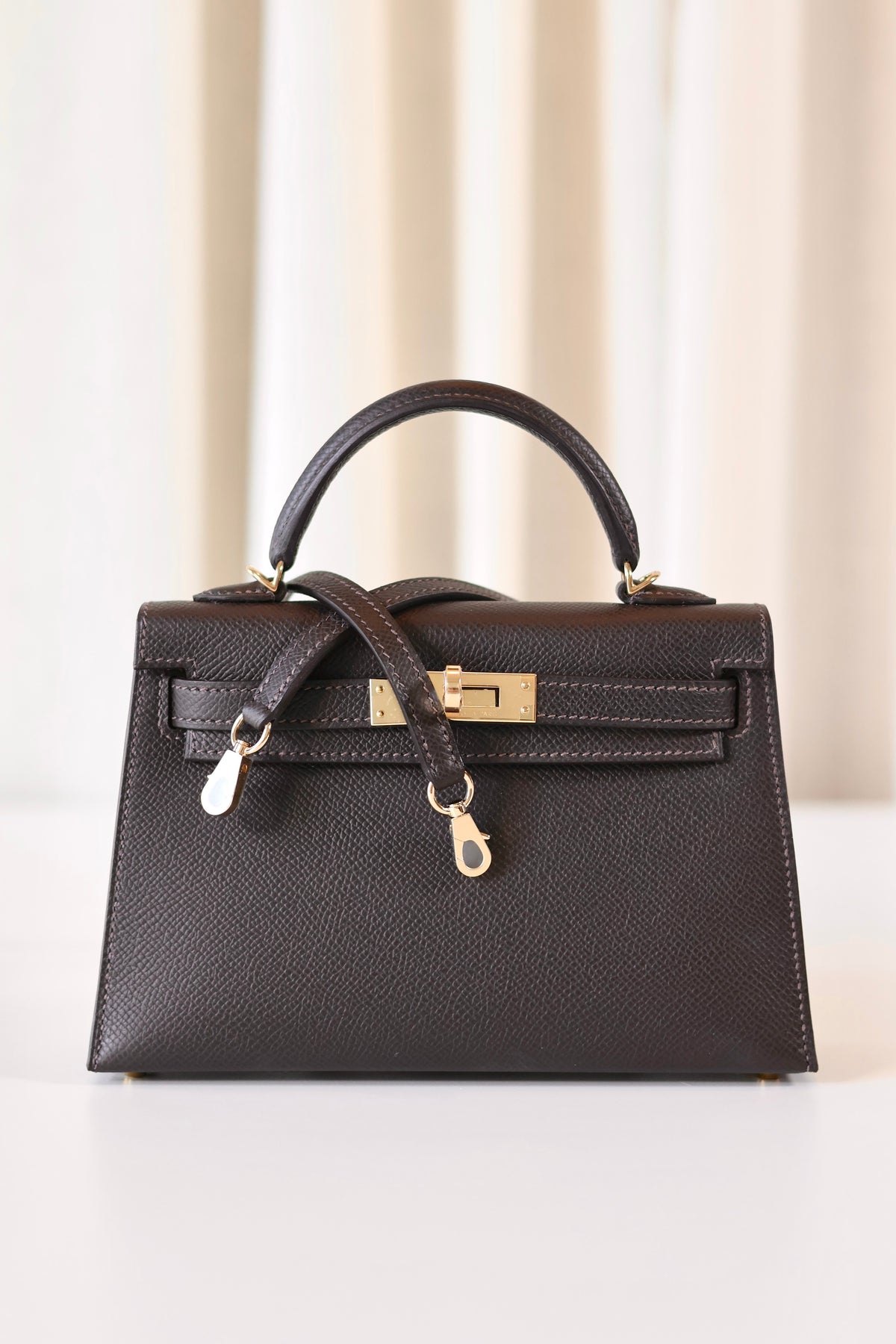 Hermes mini Kelly Bai Brun