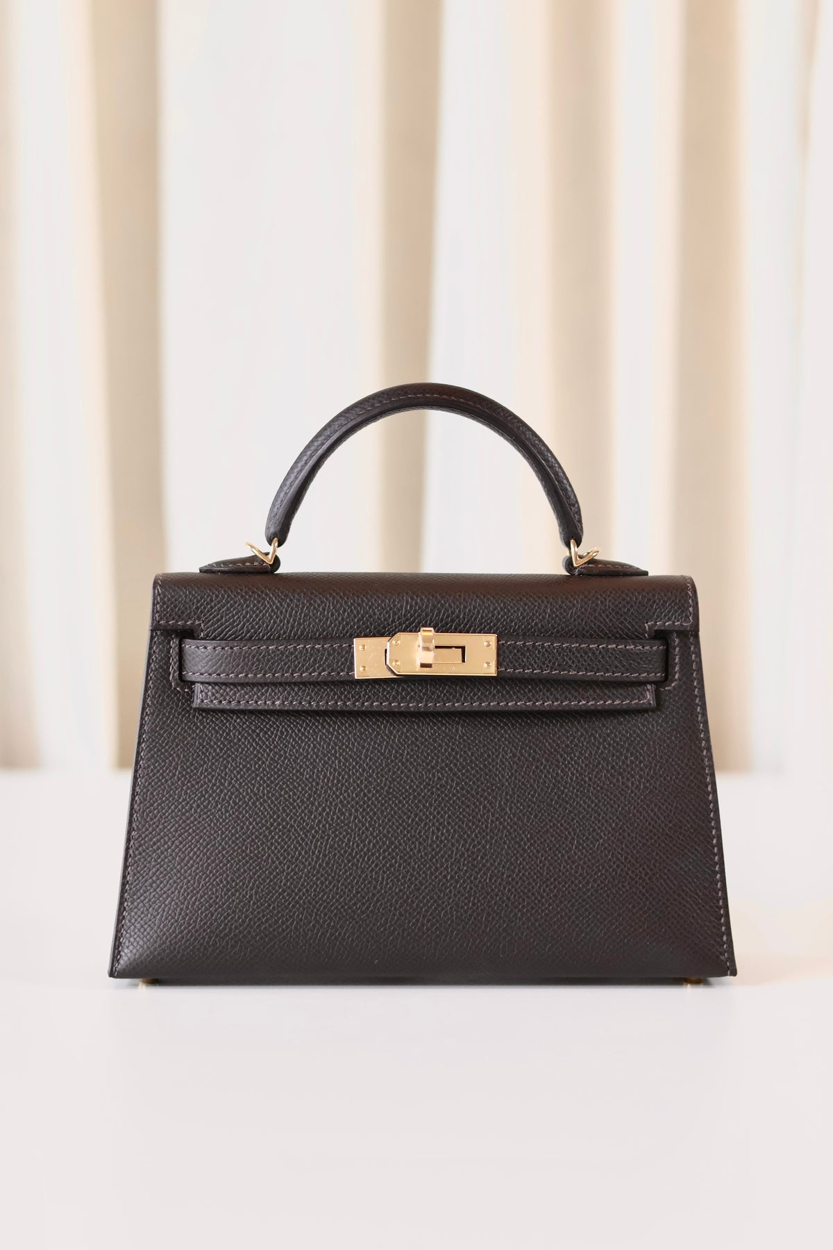 Hermes mini Kelly Bai Brun
