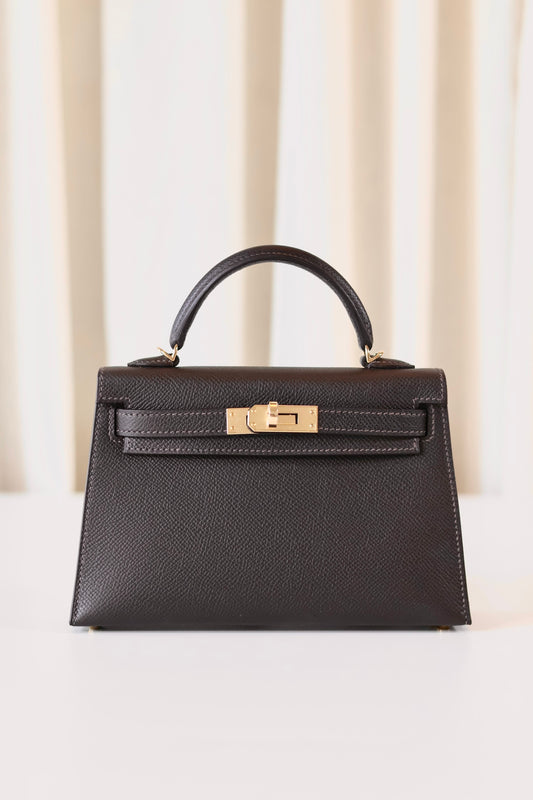 Hermes mini Kelly Bai Brun