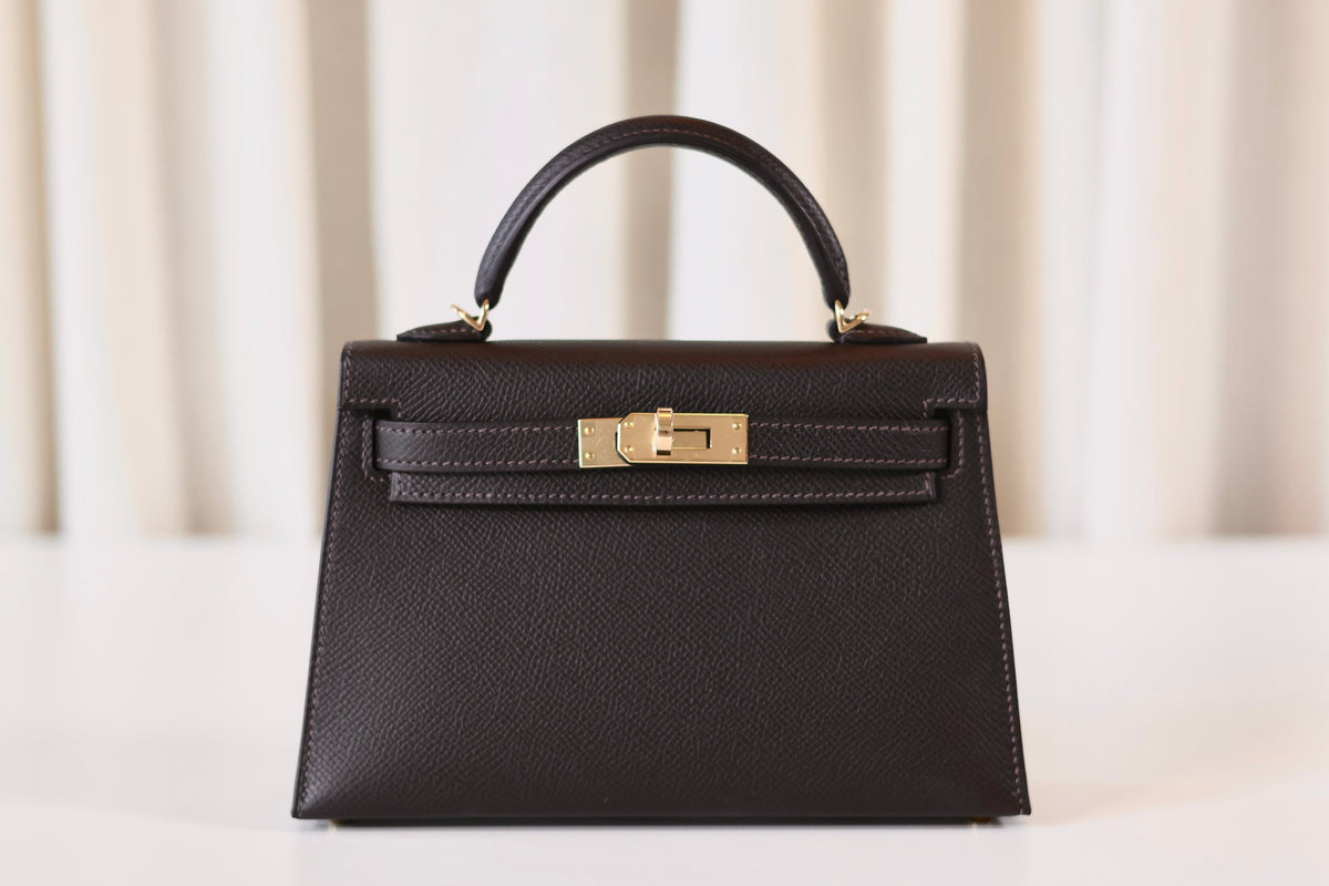 Hermes mini Kelly Bai Brun
