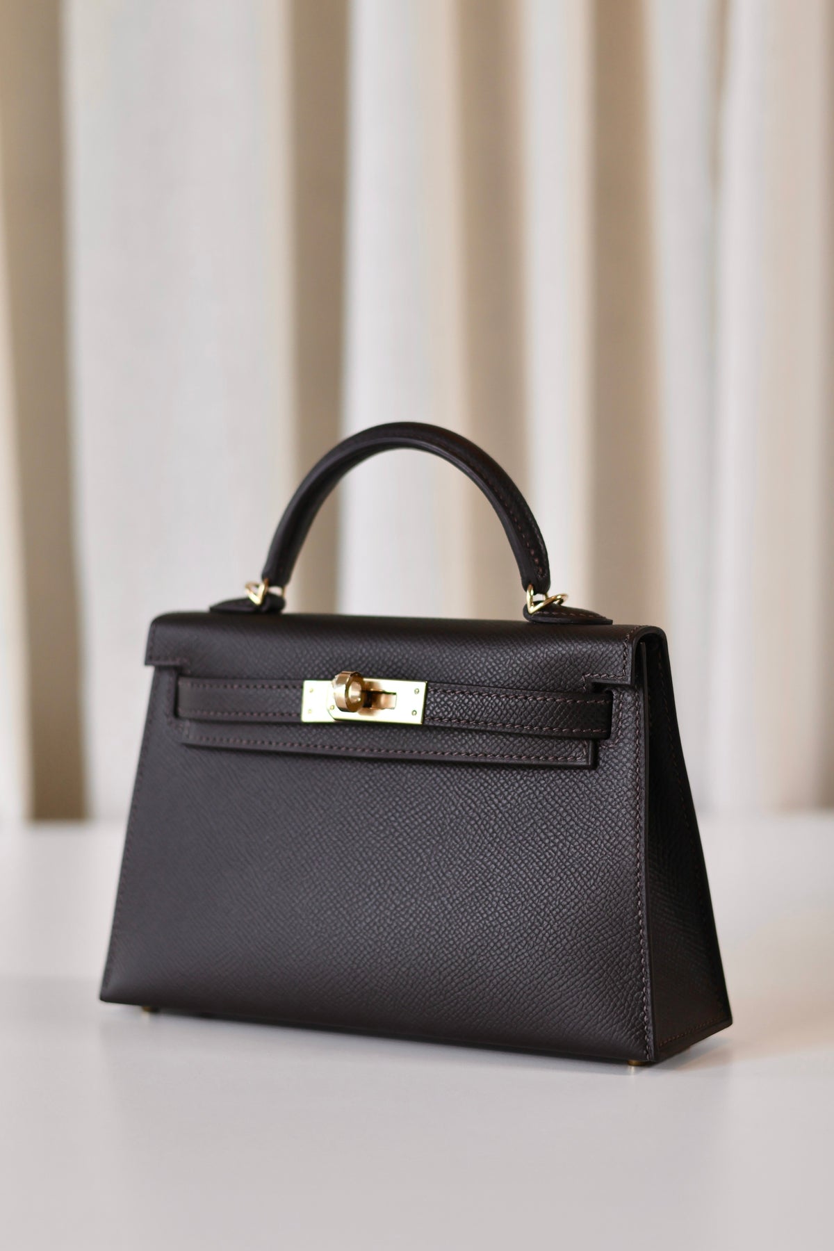 Hermes mini Kelly Bai Brun