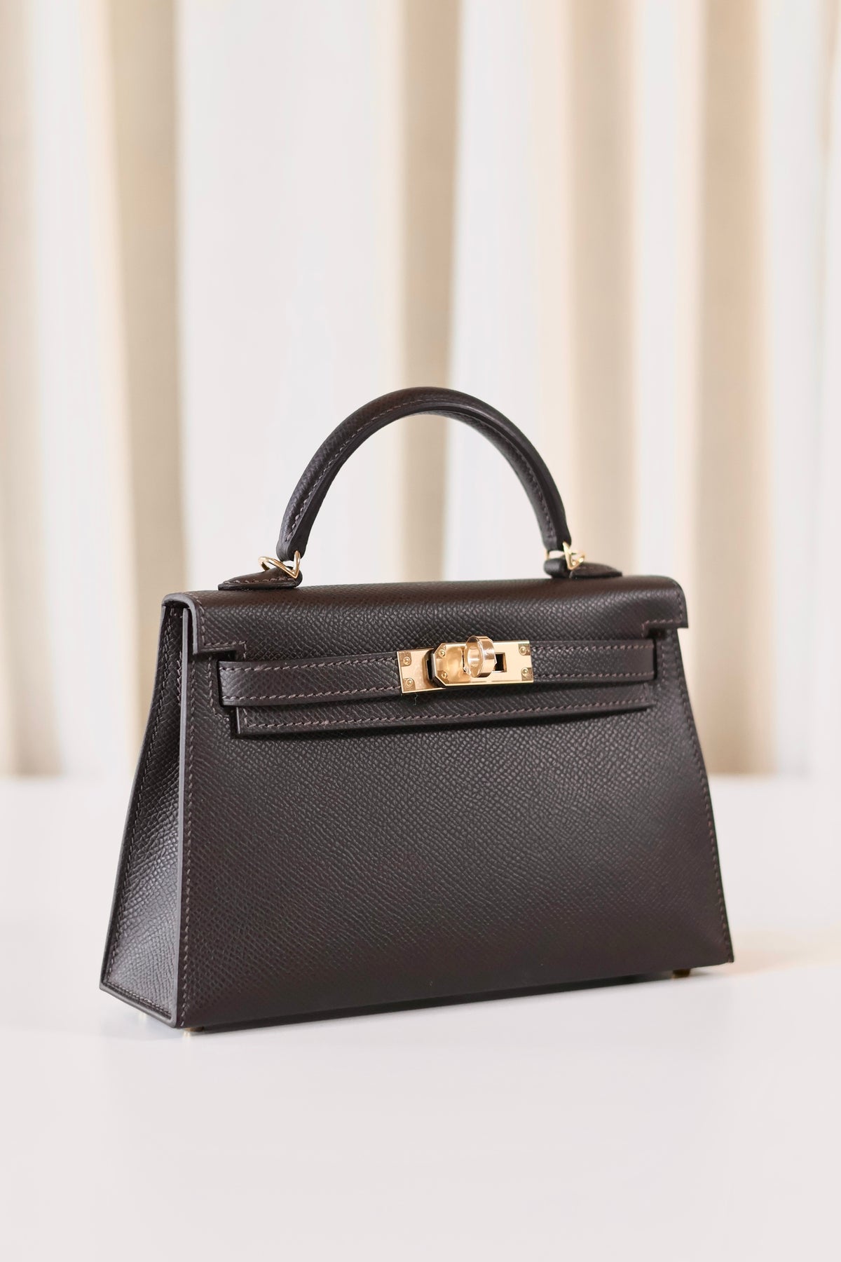 Hermes mini Kelly Bai Brun