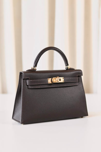 Hermes mini Kelly Bai Brun
