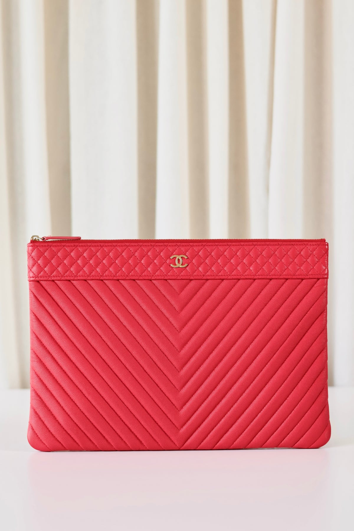 Chanel Chevron Clutch Pink