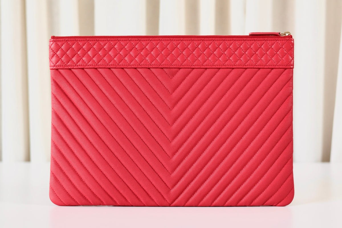 Chanel Chevron Clutch Pink