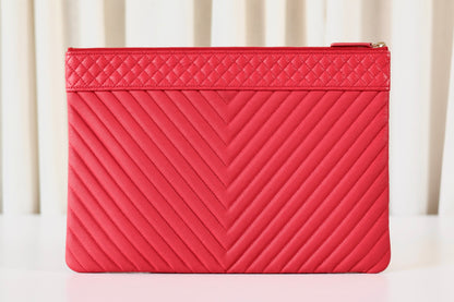 Chanel Chevron Clutch Pink