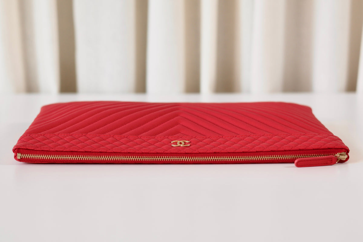 Chanel Chevron Clutch Pink
