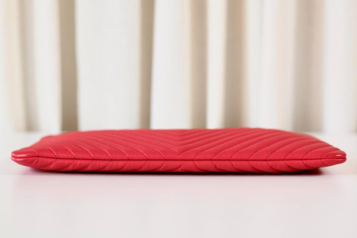 Chanel Chevron Clutch Pink
