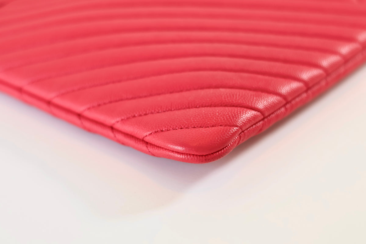 Chanel Chevron Clutch Pink