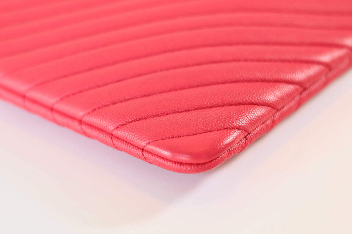 Chanel Chevron Clutch Pink