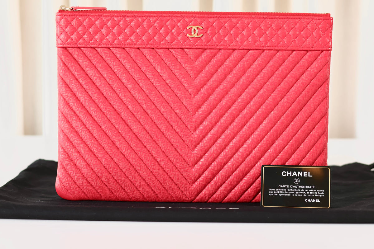 Chanel Chevron Clutch Pink