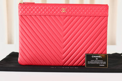 Chanel Chevron Clutch Pink