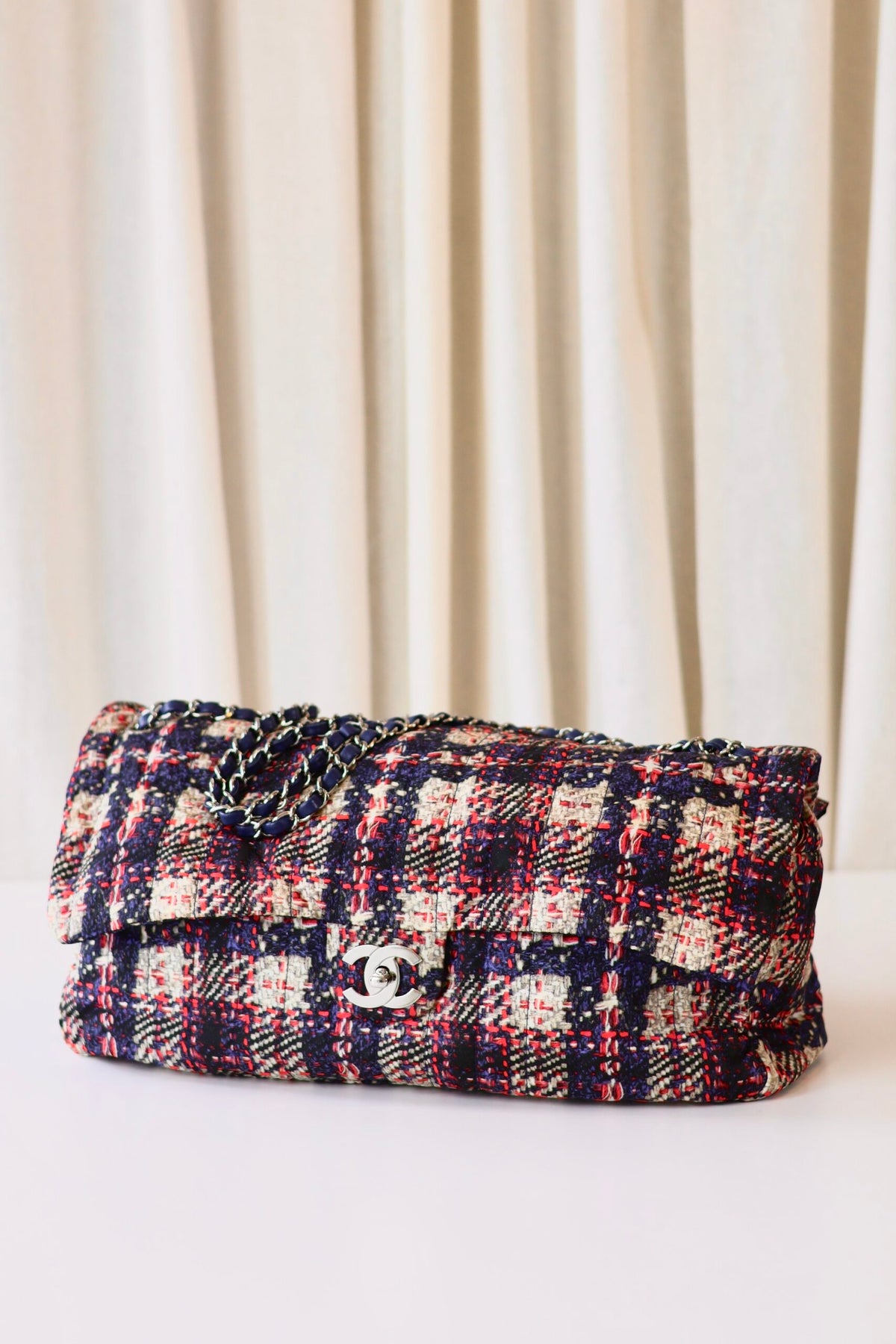 Chanel fabric single flap bag