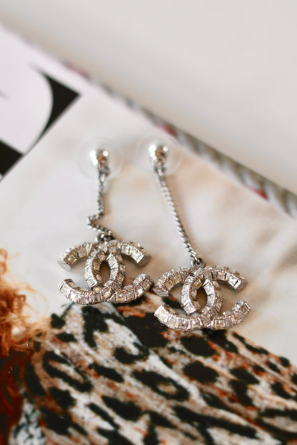 Chanel CC Silver Earrings