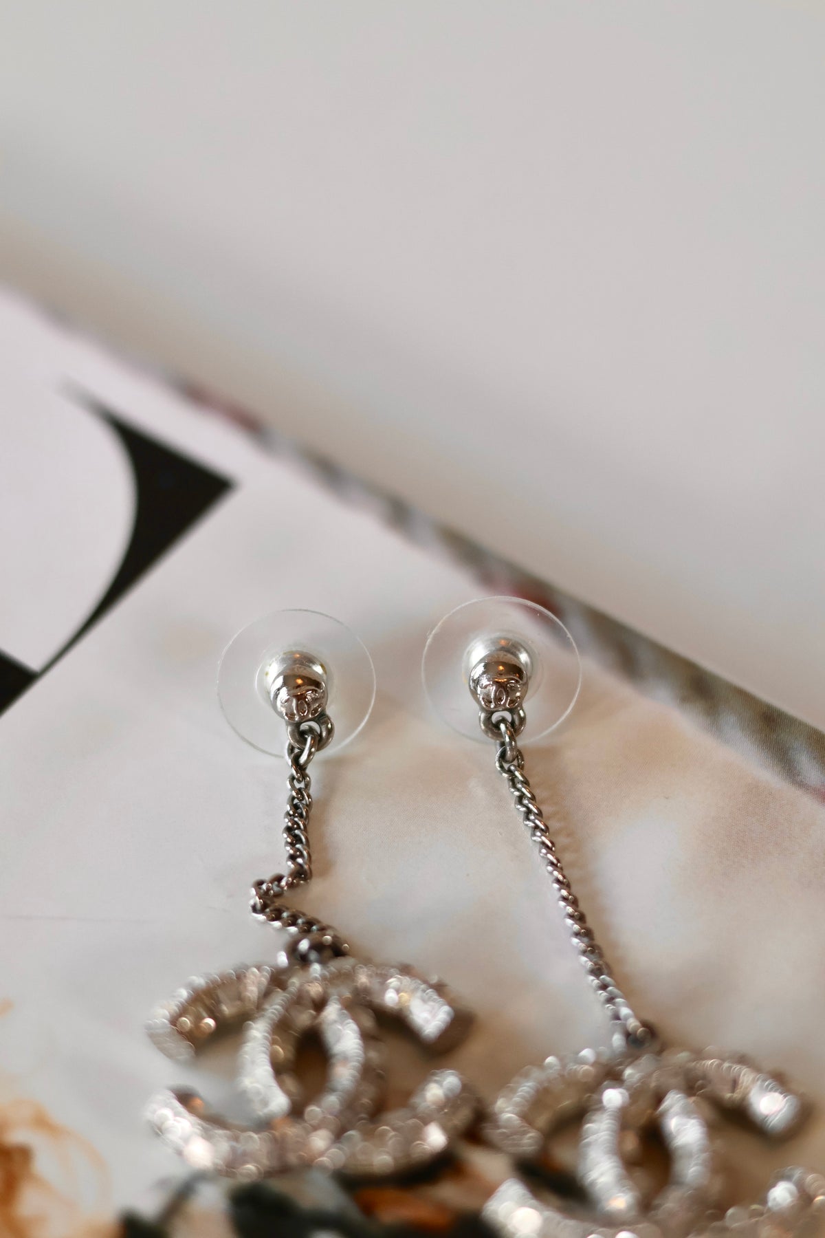 Chanel CC Silver Earrings