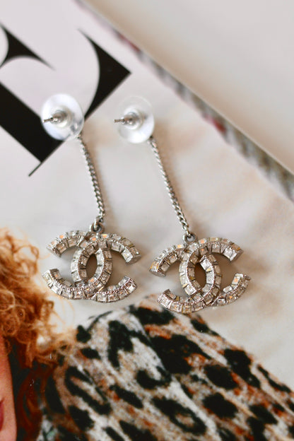 Chanel CC Silver Earrings