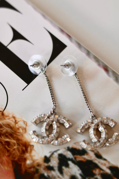 Chanel CC Silver Earrings