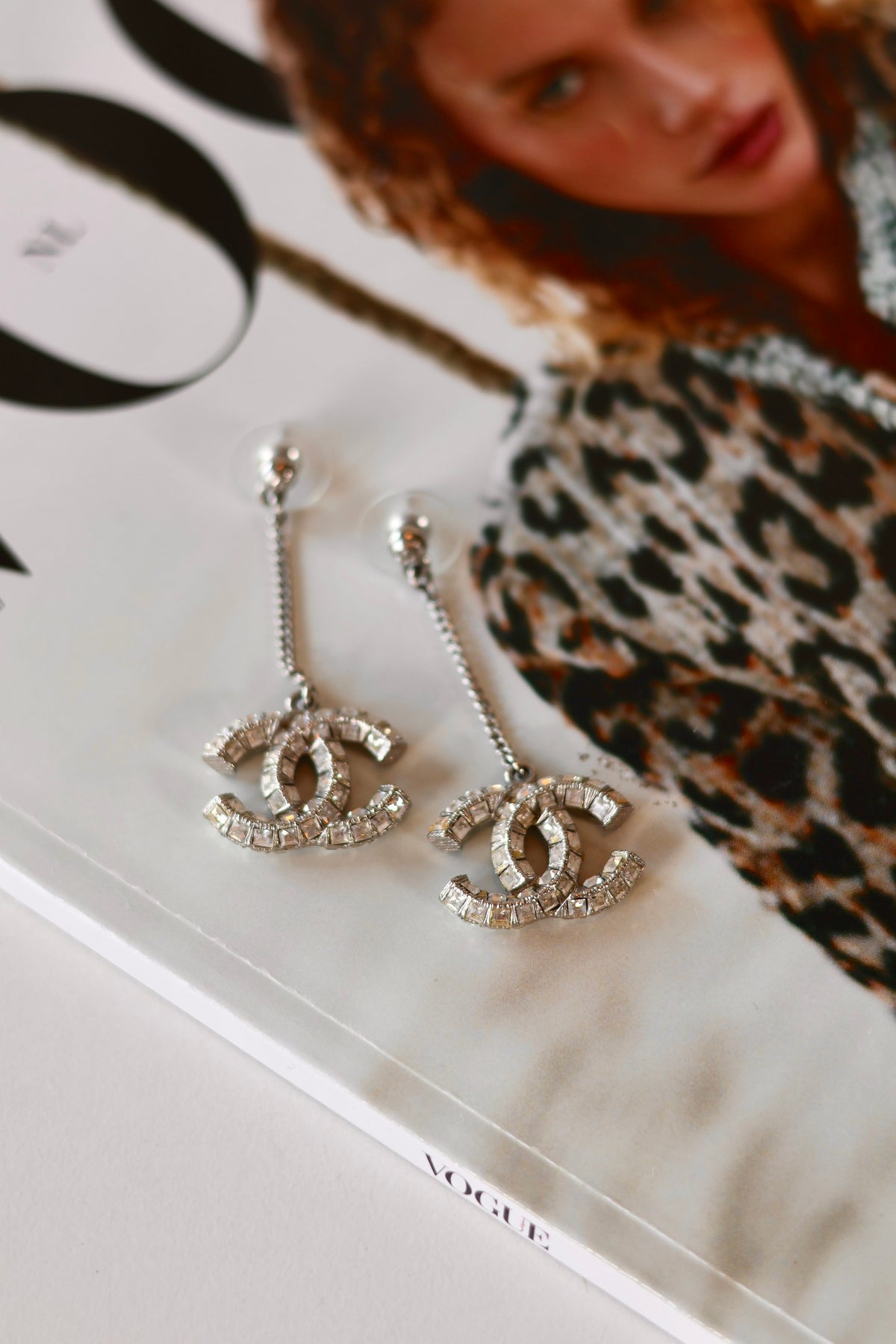 Chanel CC Silver Earrings