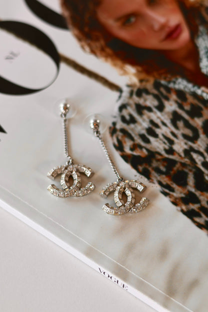 Chanel CC Silver Earrings