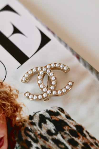 Chanel CC Pearl Brooch