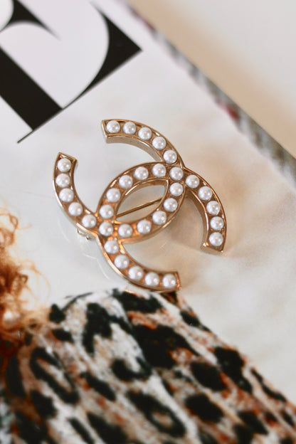 Chanel CC Pearl Brooch