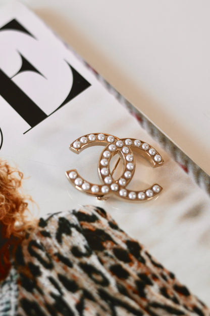 Chanel CC Pearl Brooch