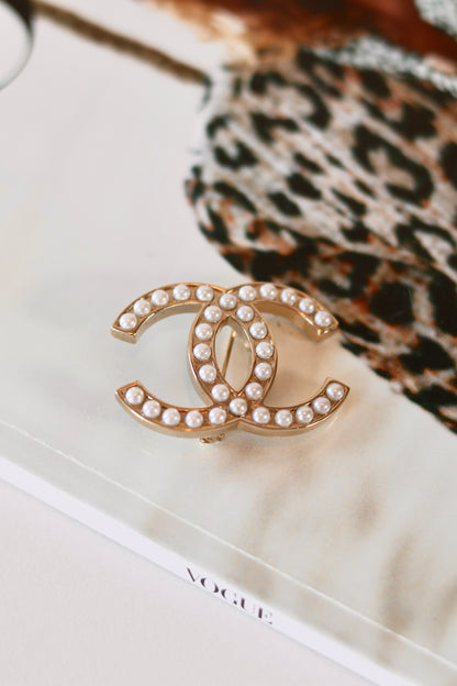 Chanel CC Pearl Brooch