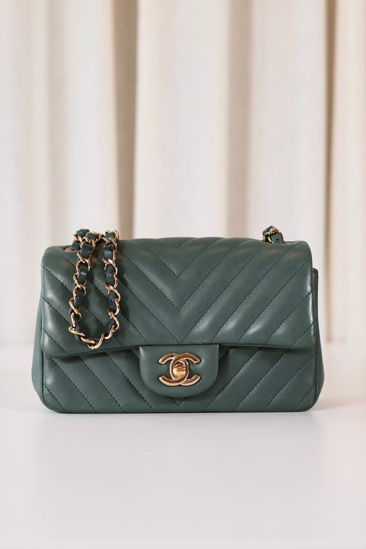 Chanel Chevron Rectangular Green