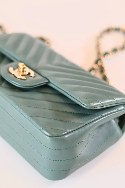 Chanel Chevron Rectangular Green