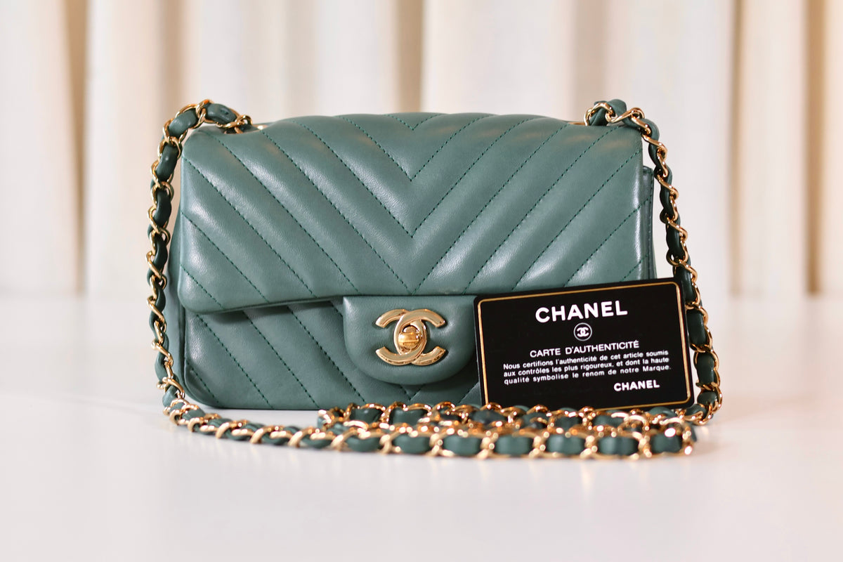 Chanel Chevron Rectangular Green