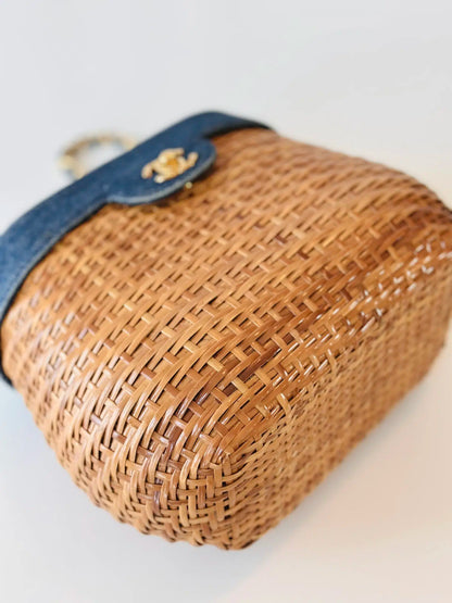 Rare Chanel denim wicker vanity