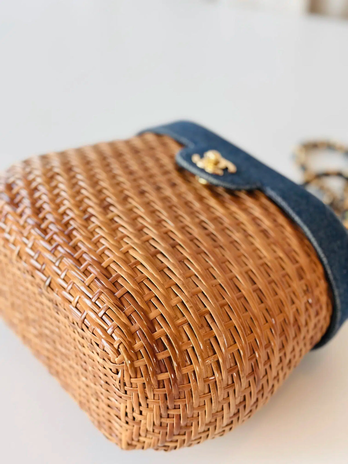 Rare Chanel denim wicker vanity